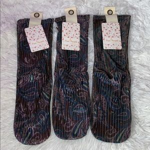 Free People Paisley Floral Velvet Socks